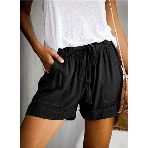Womens Comfy Drawstring Casual Elastic Waist Pocketed Shorts - Picture 3 of 5